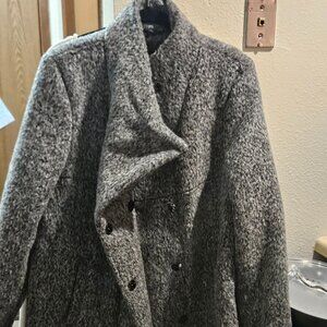 Kenneth Cole New York Wool Blend Winter Coat XL Charcoal Gray Asymmetrical